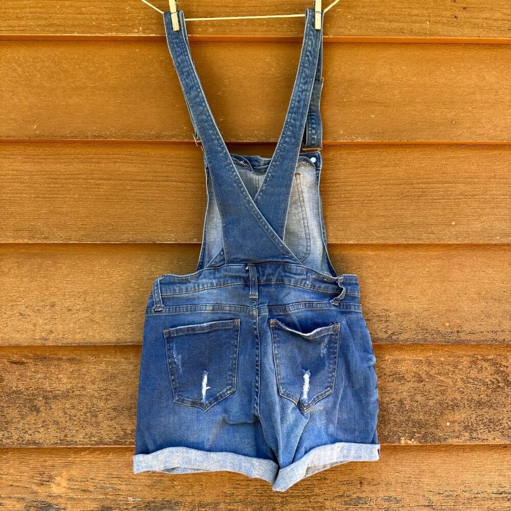 I & M Jeans Denim Overalls Shorts Cuffed Jean Shorts Size L - Picture 3 of 10